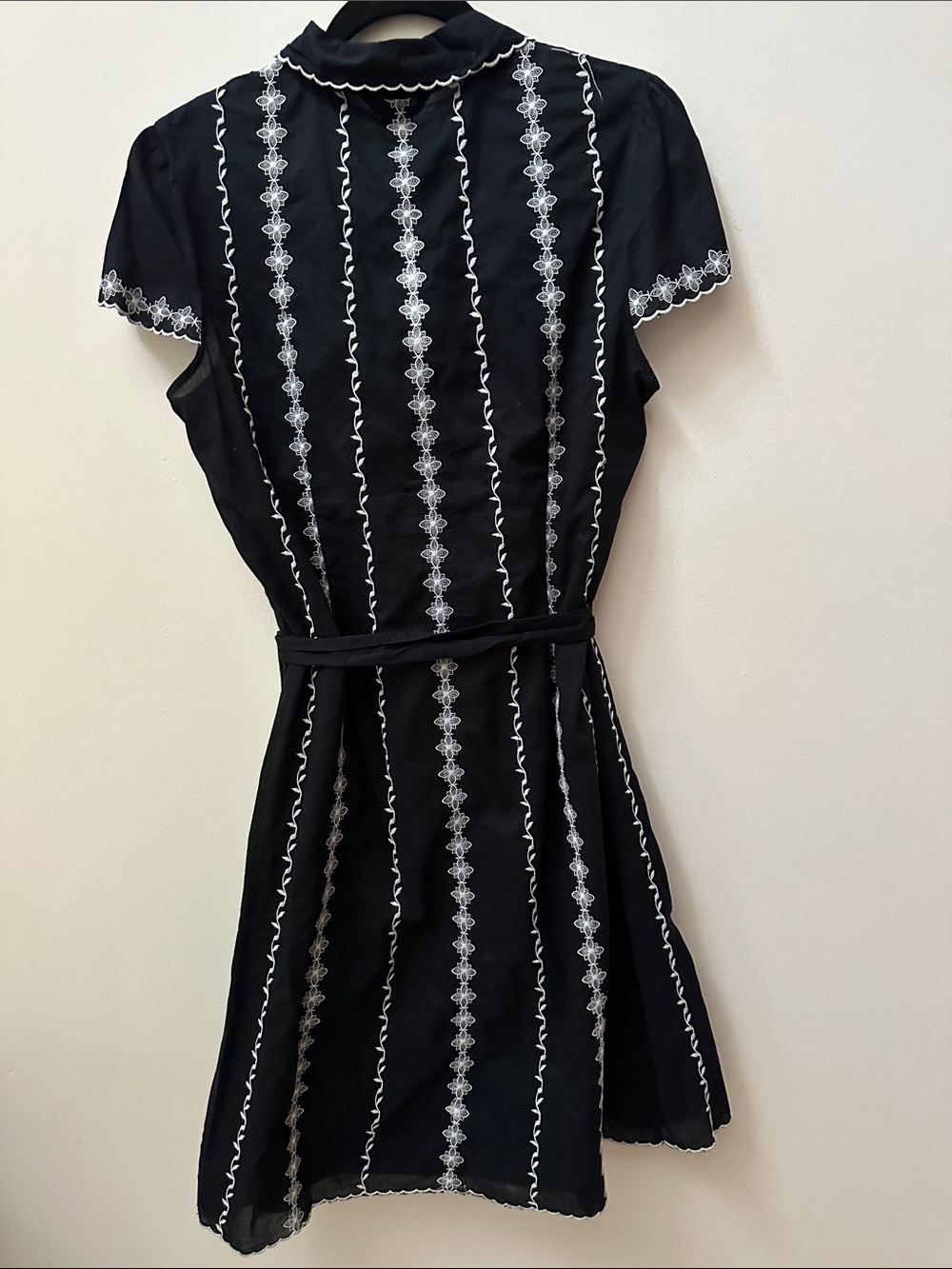 Anne Carson Black Dress with White Embroidered Stripes - Picture 15 of 15